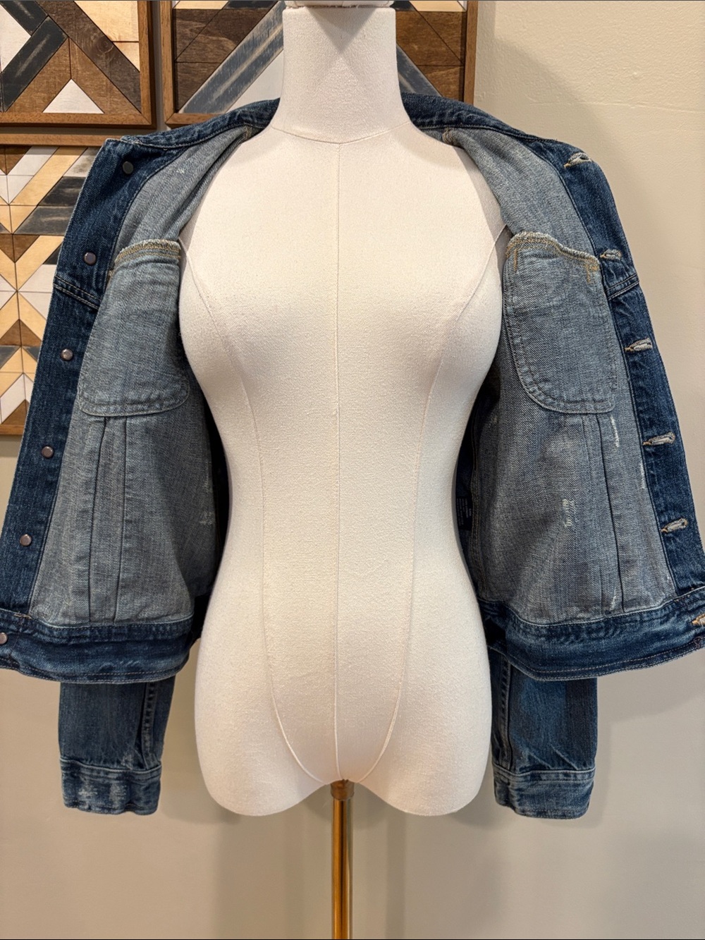 Vintage Ralph Lauren Sport 90s Distressed Denim Trucker Jacket size Small - Picture 8 of 13